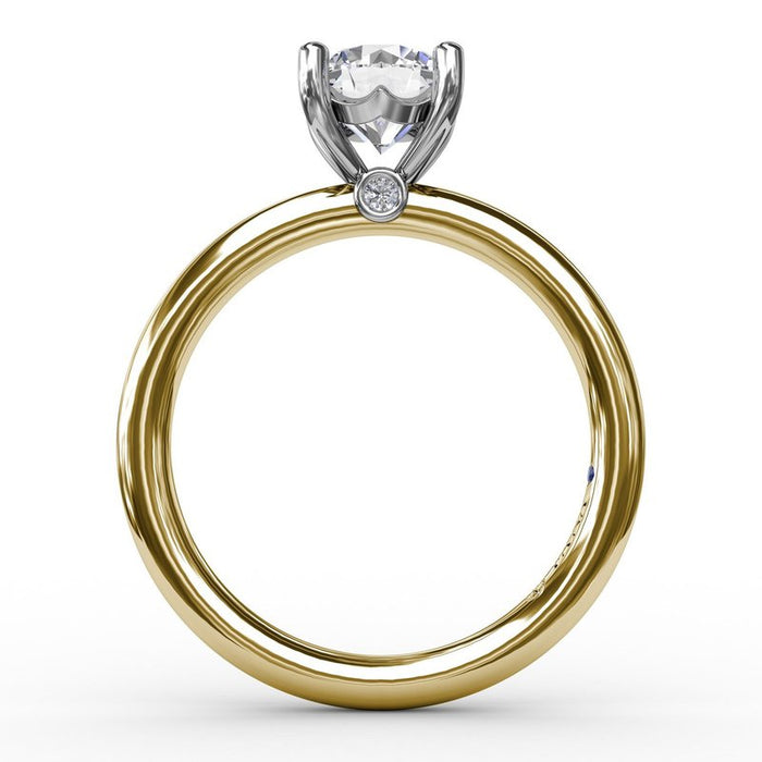 Classic Solitaire With Chevron Girdle Engagement Ring Setting