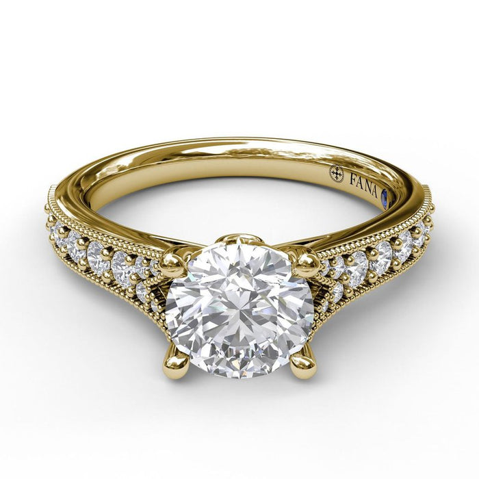 Vintage Detailed Milgrain Shank Engagement Ring Setting