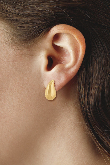 14K Yellow Gold Tear Drop Stud Earrings