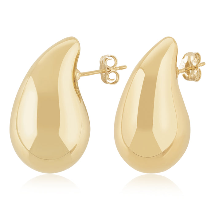 14K Yellow Gold Tear Drop Stud Earrings