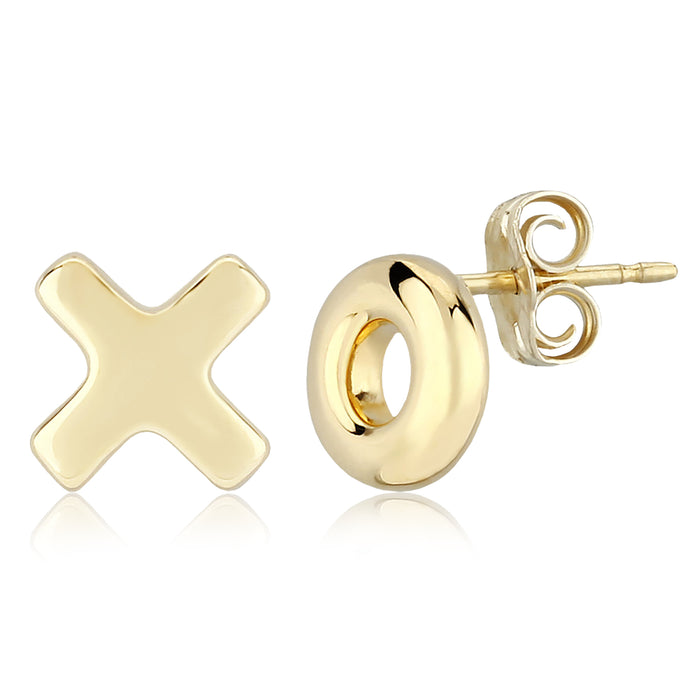 14K Yellow Gold 8mm Hug & Kiss Stud Earrings