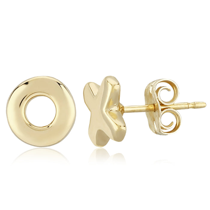 14K Yellow Gold 8mm Hug & Kiss Stud Earrings