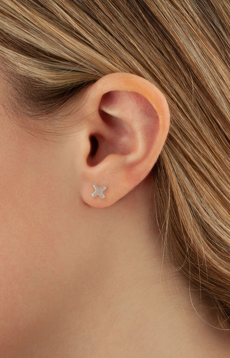 Sterling Silver 8mm Hug & Kiss Stud Earrings
