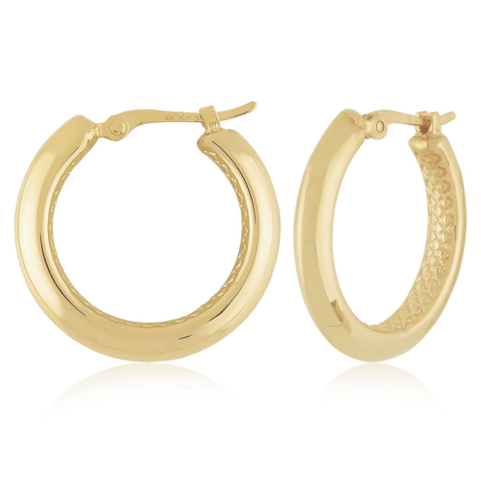 14K Yellow Gold Round Knife Edge Hoop Earrings