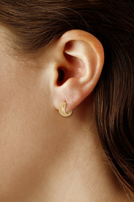 14K Yellow Gold 15mm Plain Band Hoop Earrings