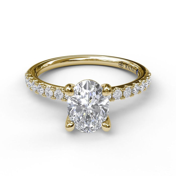 Classic Single Row Diamond Shank Engagement Ring Setting