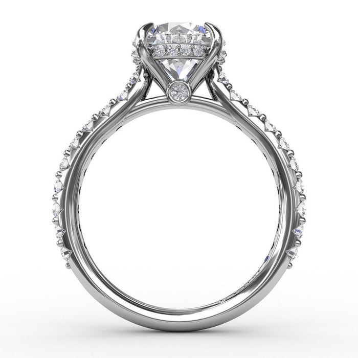 Diamond Cathedral Shank with Hidden Halo Engagement Ring Setting