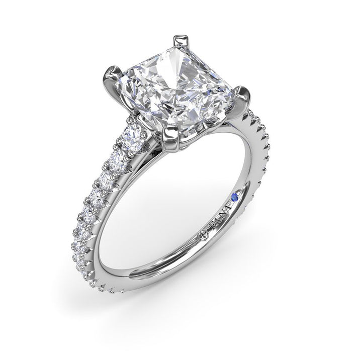 Graduated Diamond Cathedral Shank Engagement Ring Setting