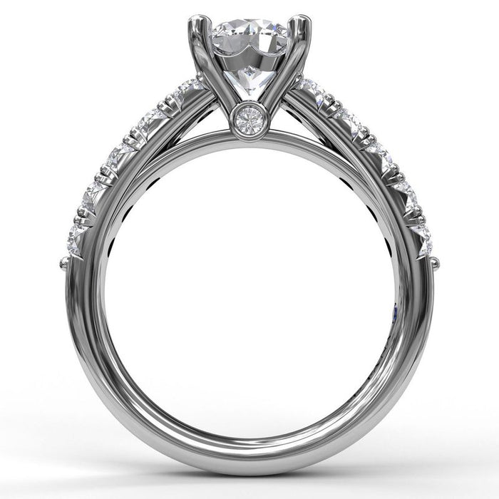 French Pavé Diamond Cathedral Shank Engagement Ring Setting
