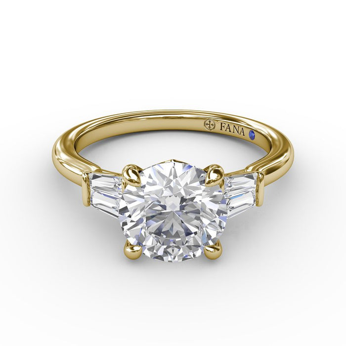 Double Baguette Side Stone Engagement Ring Setting