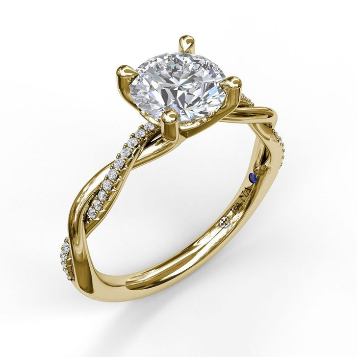 Gold and Diamond Twist Engagement Ring Setting