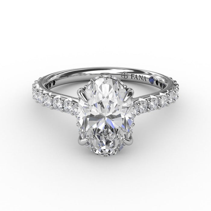 Diamond Shank with Hidden Pavé Halo Engagement Ring Setting