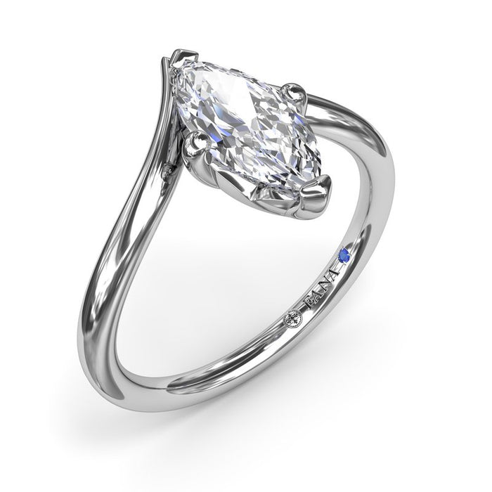 V-Shape Bypass Marquise Engagement Ring Setting