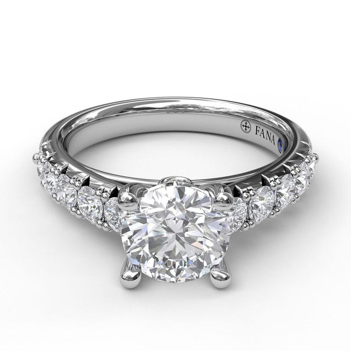 French Pavé Diamond Cathedral Shank Engagement Ring Setting