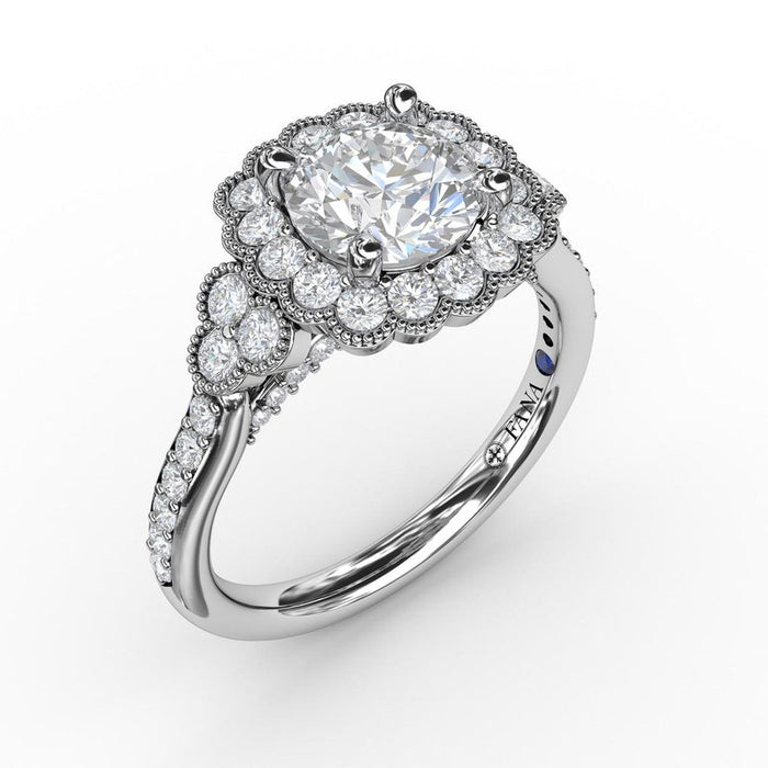 Floral Halo with Diamond Accents Engagement Ring Setting