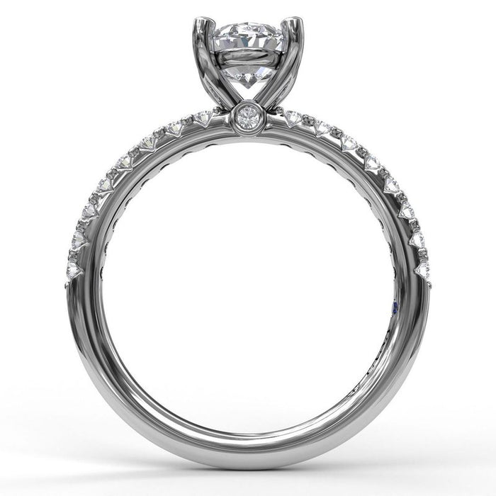 Classic Single Row Diamond Shank Engagement Ring Setting