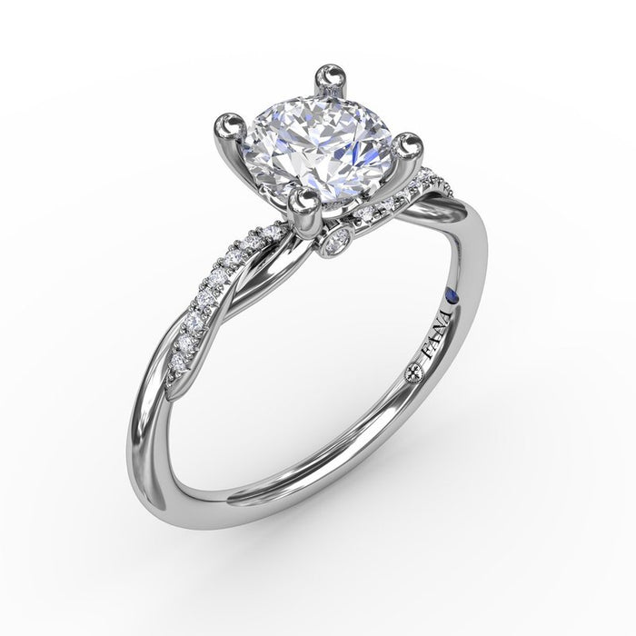 Subtle Twisted Shank Engagement Ring Setting