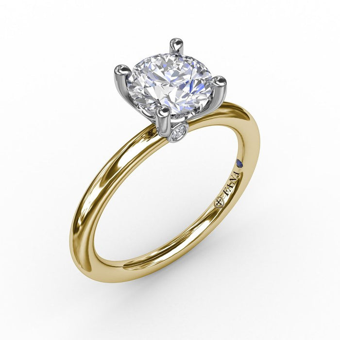 Classic Solitaire With Chevron Girdle Engagement Ring Setting