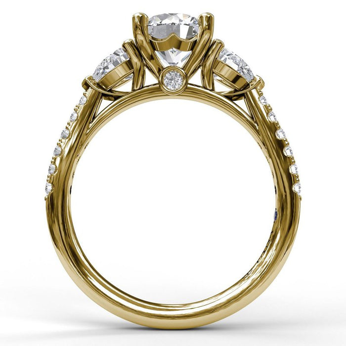 Pear-Shape Side Stones with Diamond Shank Engagement Ring Setting