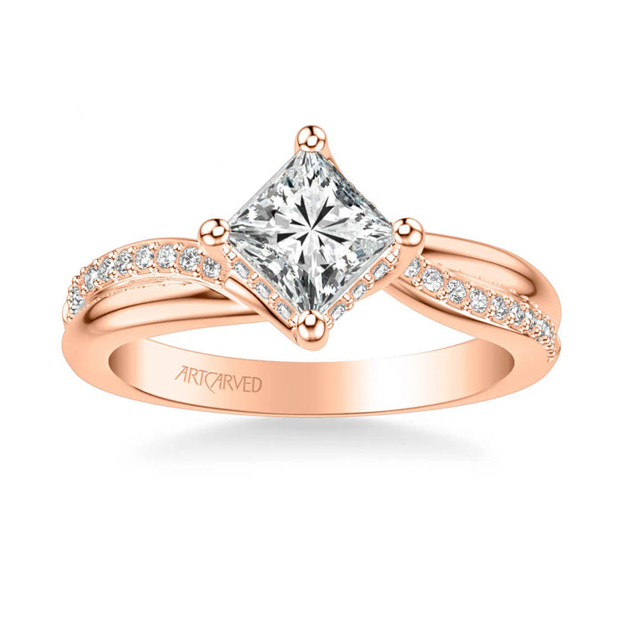 Stella Contemporary Side Stone Twist Engagement Ring Setting