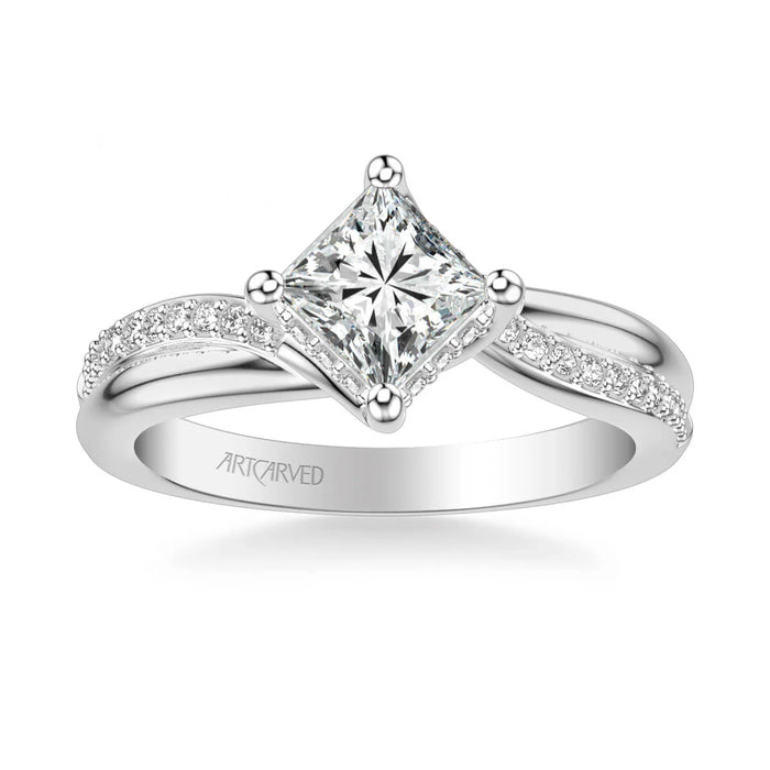 Stella Contemporary Side Stone Twist Engagement Ring Setting
