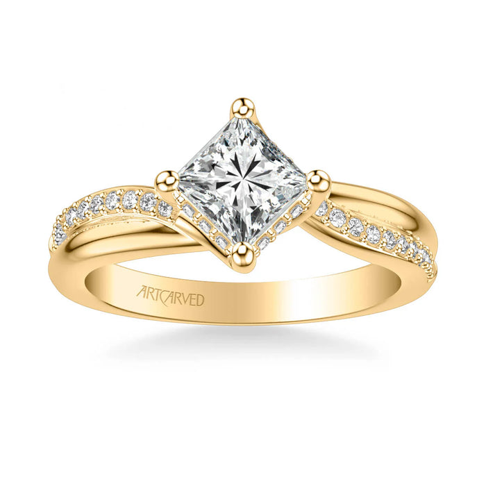 Stella Contemporary Side Stone Twist Engagement Ring Setting