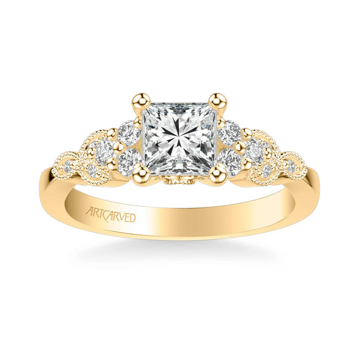 Adeline Contemporary Side Stone Floral Engagement Ring Setting