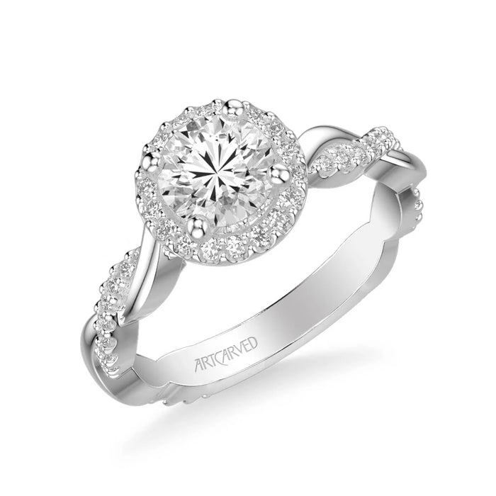 Kinsley Contemporary Round Halo Twist Engagement Ring Setting