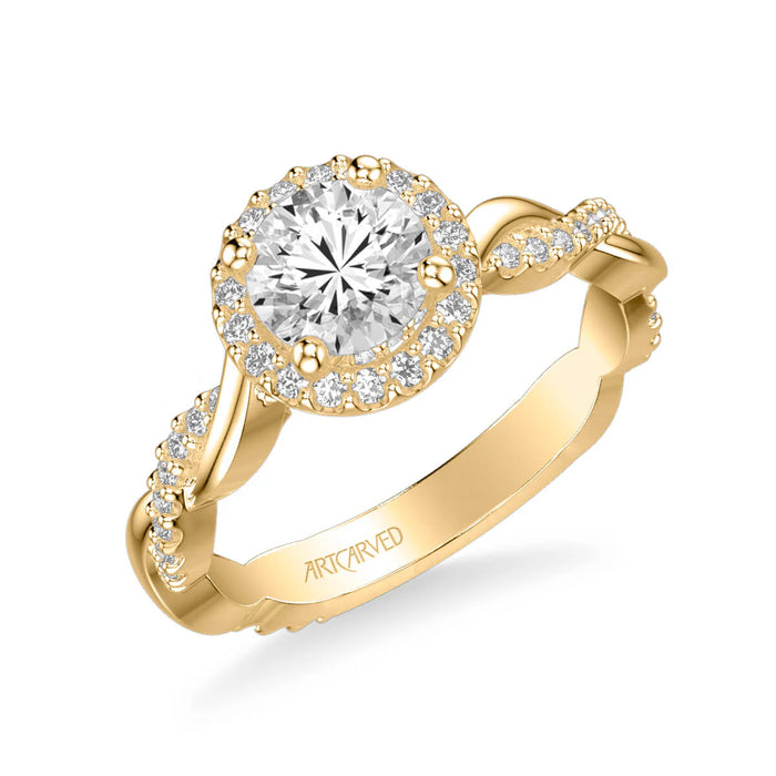 Kinsley Contemporary Round Halo Twist Engagement Ring Setting