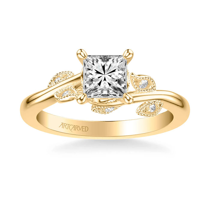 Lilac Contemporary Solitaire Floral Engagement Ring Setting