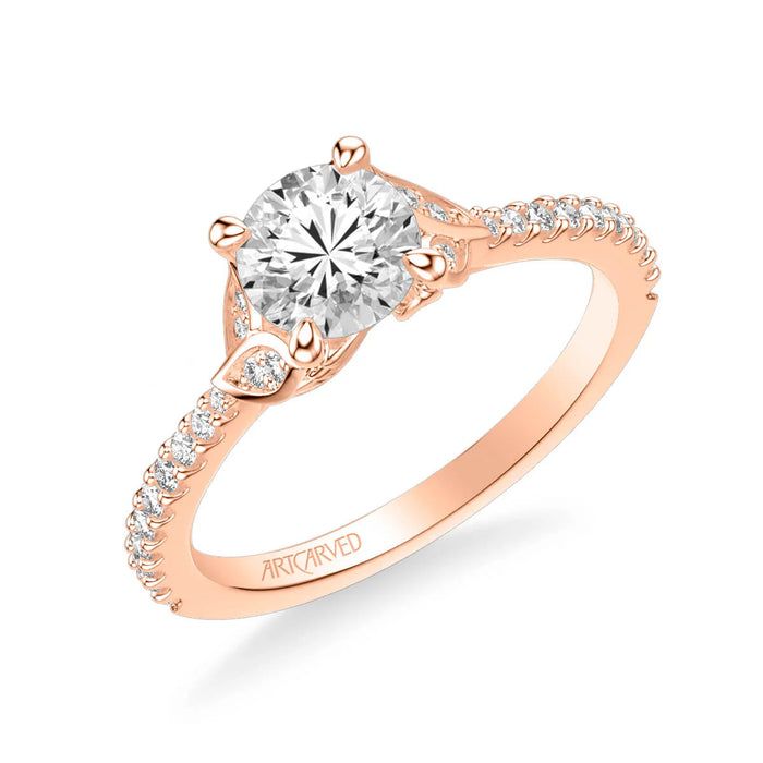 Bluebelle Contemporary Side Stone Floral Engagement Ring Setting
