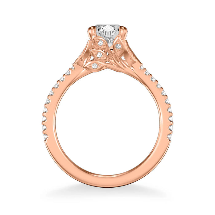 Bluebelle Contemporary Side Stone Floral Engagement Ring Setting