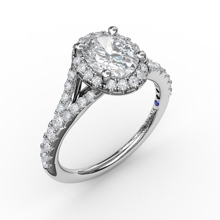 Classic Oval Halo with Subtle Split Shank Engagement Ring Setting