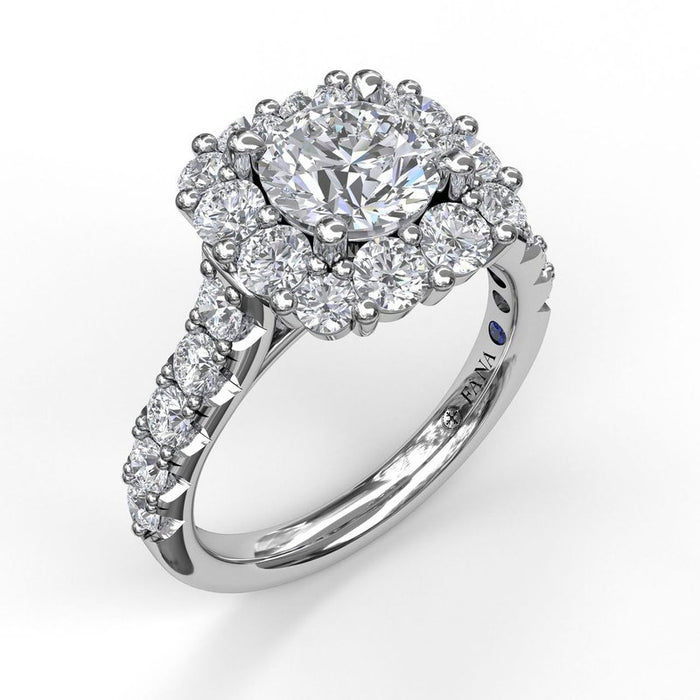 Chunky Diamond Cushion Halo Engagement Ring Setting