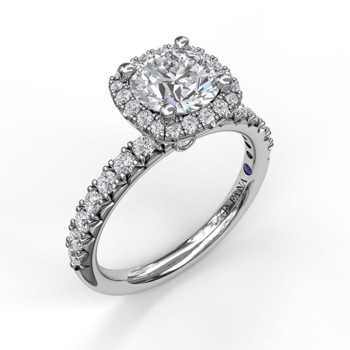 Classic Halo with Side Profile Detail Engagement Ring Setting