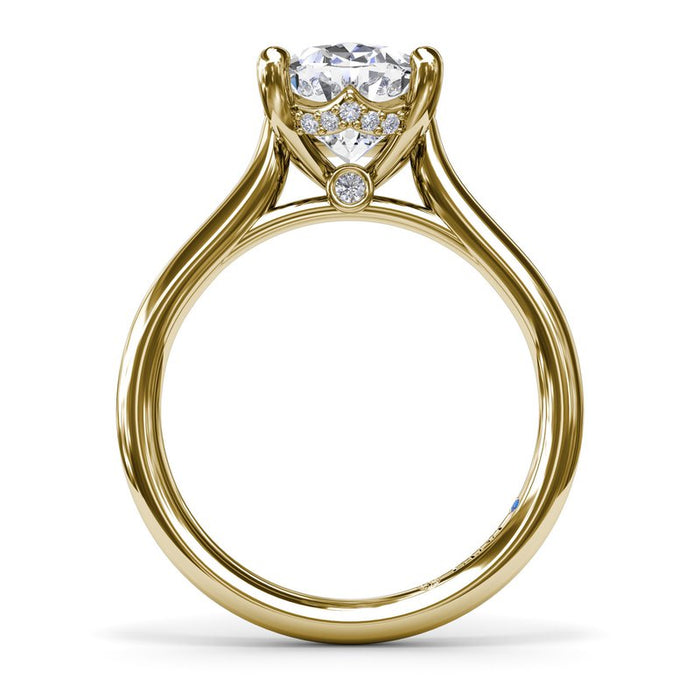 Oval Solitaire with Hidden Halo Engagement Ring Setting