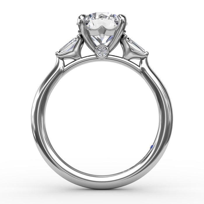 Double Baguette Side Stone Engagement Ring Setting