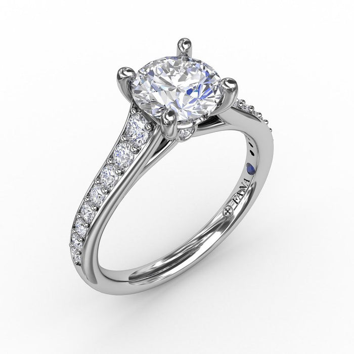 Graduated Diamond Cathedral Shank Engagement Ring Setting