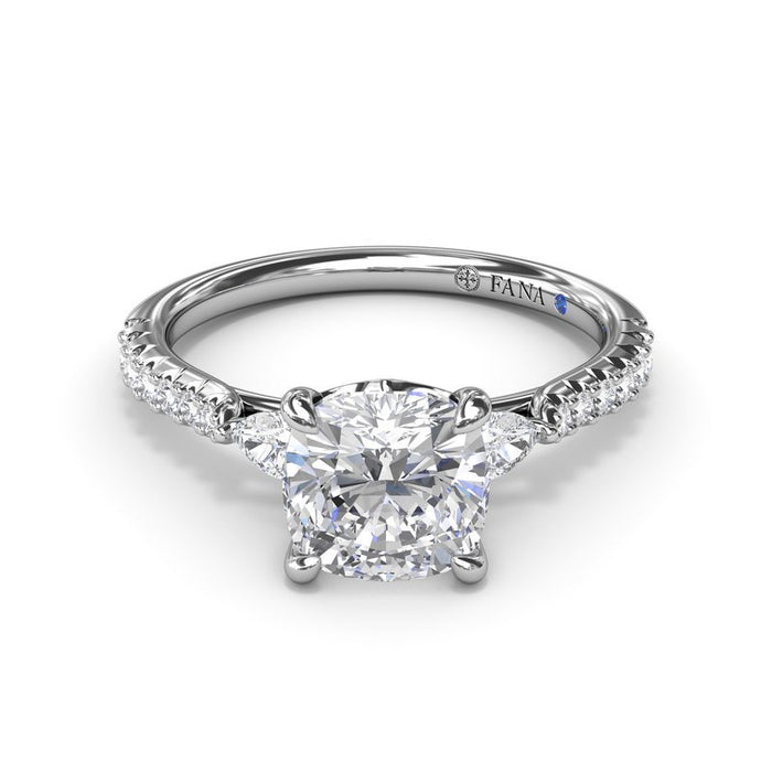 Pear and Round Diamond Shank Engagement Ring Setting