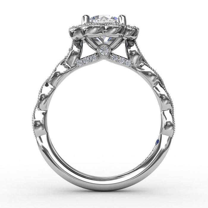 Floral Halo with Milgrain Detail Engagement Ring Setting
