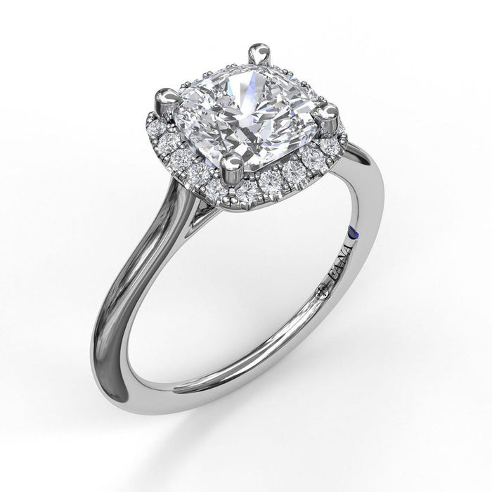 Classic Cushion Halo Engagement Ring Setting