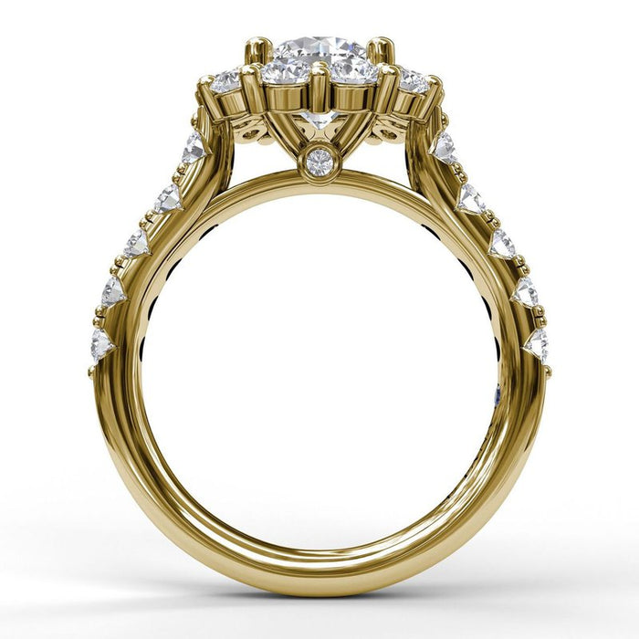 Chunky Diamond Cushion Halo Engagement Ring Setting