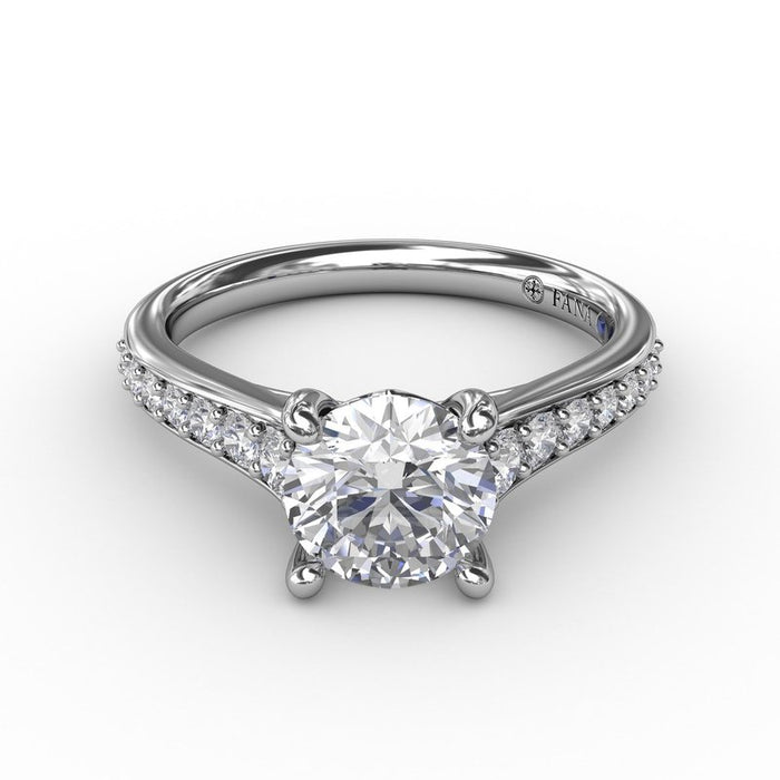 Graduated Diamond Cathedral Shank Engagement Ring Setting