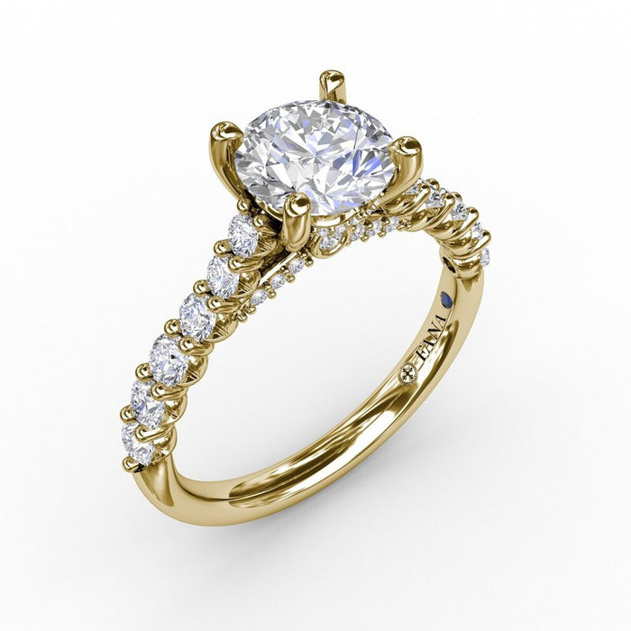 Cathedral Shank with Hidden Halo and Bridge Detail Engagement Ring Setting