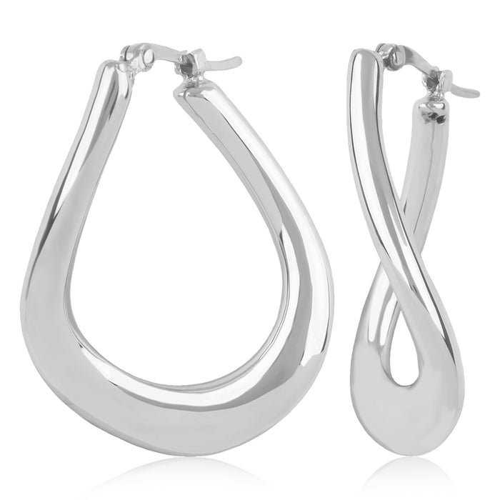 Sterling Silver Wavy Hoop Earrings