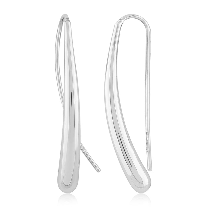 Sterling Silver Long Drop Threader Wire Earrings