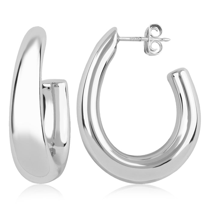 Sterling Silver J Hoop Earrings with Post