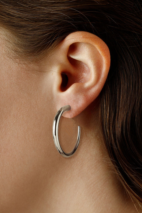 Sterling Silver Round Hoop Earrings with Post