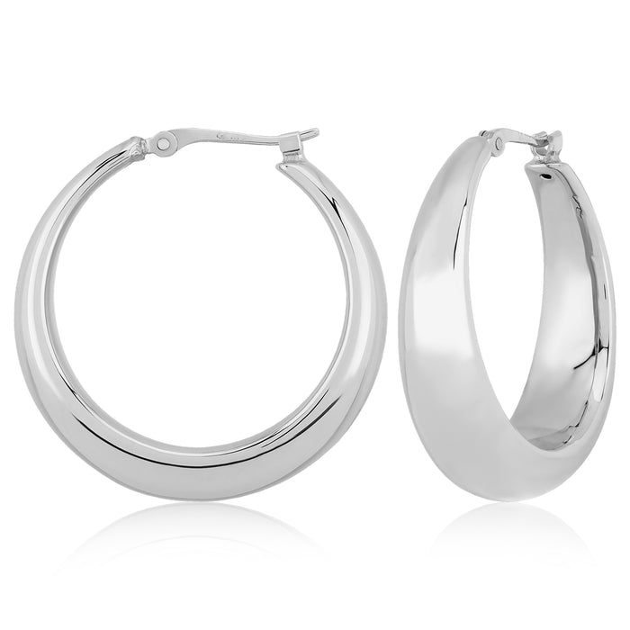 Sterling Silver Modern Round Hoop Earrings