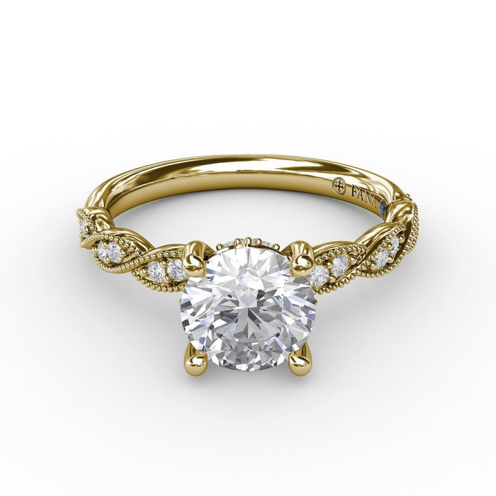 Milgrain Diamond Twist with Hidden Halo Engagement Ring Setting
